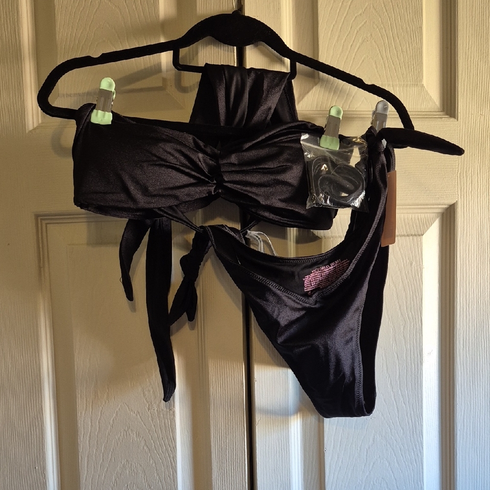 Victoria's Secret Elegant Black Bandeau Swim Set